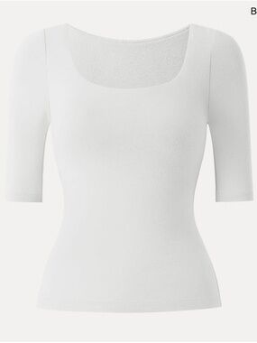 OGL LiteWarm Essential Square Neck Elbow Length Sleeve Bra Top